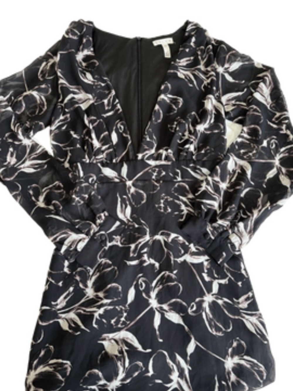 Leith Nordstrom Black Floral Maxi Dress XS | Sheer Sleeves | Elegant - Picture 3 of 3